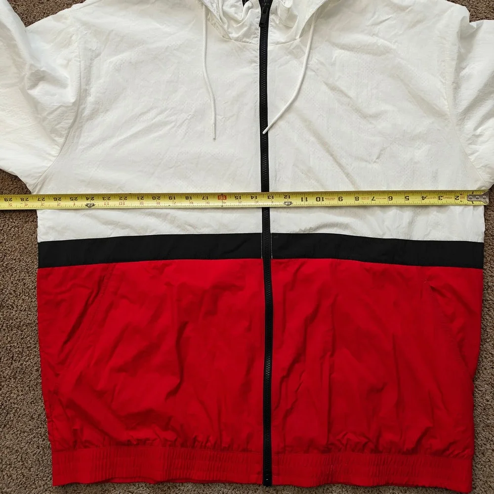 JORDAN Mens Windbreaker Jacket XXL White Red Nylon Colorblock Streetwear